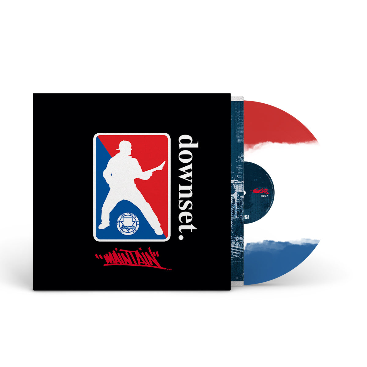 DOWNSET "Maintain" LP RED WHITE BLUE TRI-COLOUR W SCREENPRINTED COVER