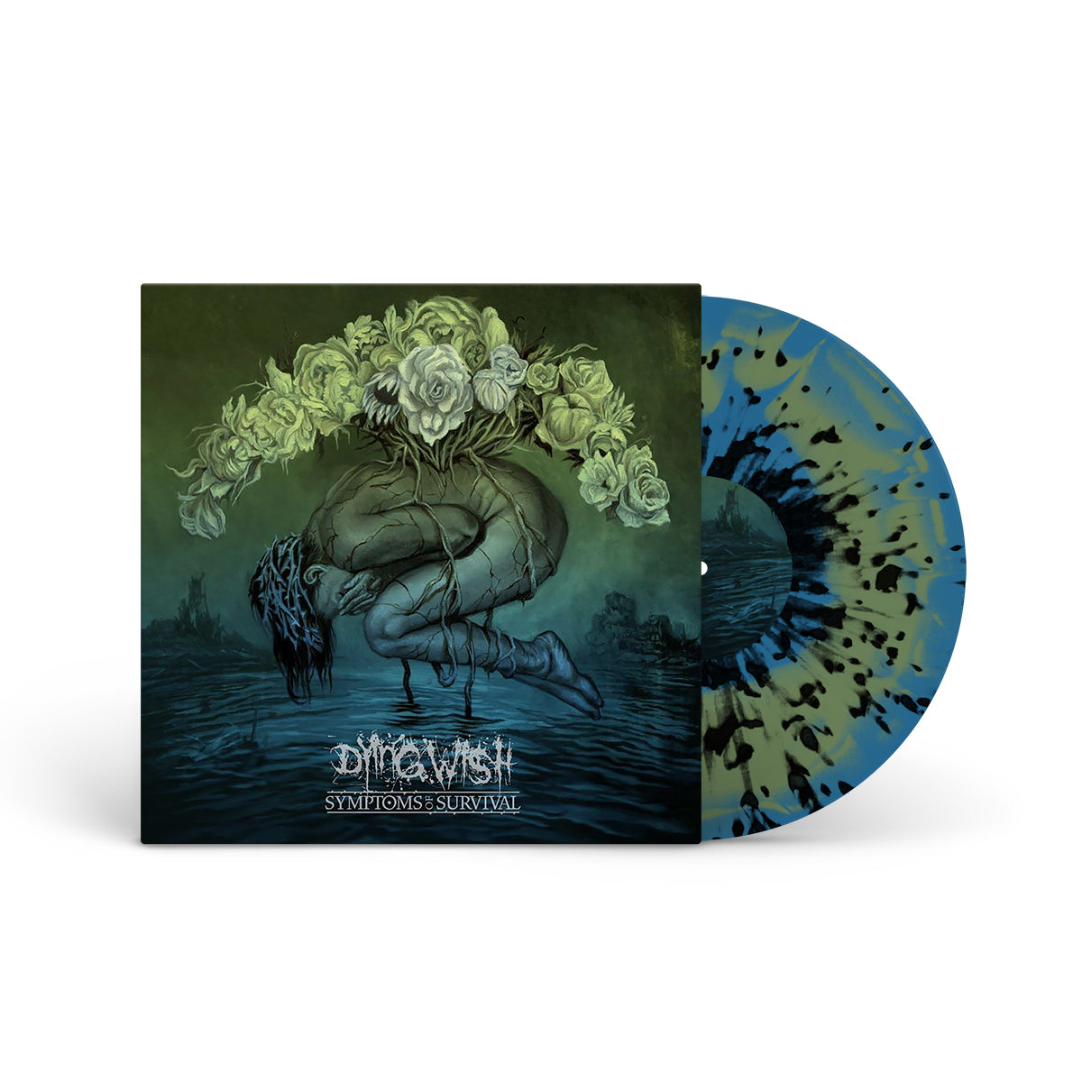 DYING WISH "Symptoms Of Survival" LP BLUE GREEN W BLACK SPLATTER