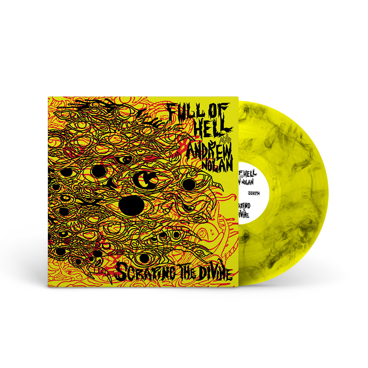 FULL OF HELL & ANDREW NOLAN "Scraping The Divine" LP YELLOW W BLACK SMOKE