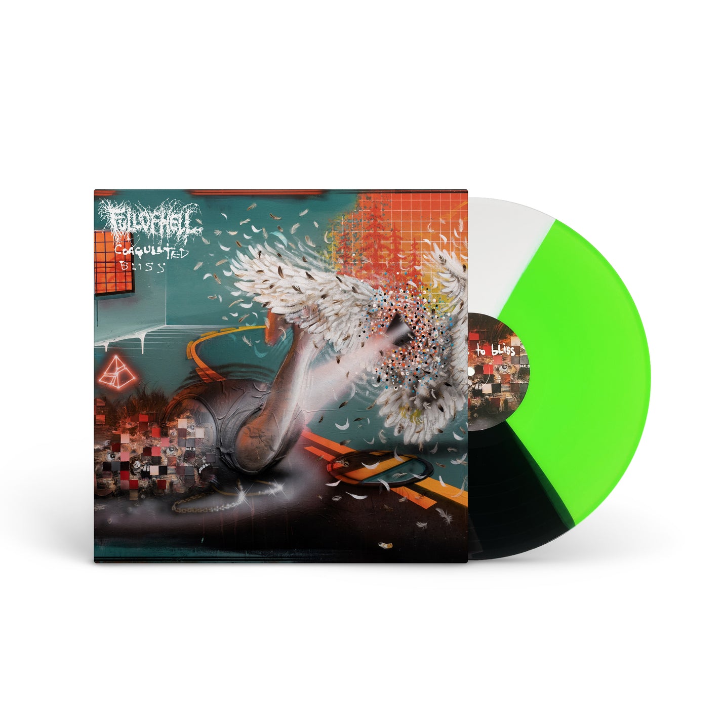 FULL OF HELL "Coagulated Bliss" LP GREEN WHITE BLACK TRI-COLOR