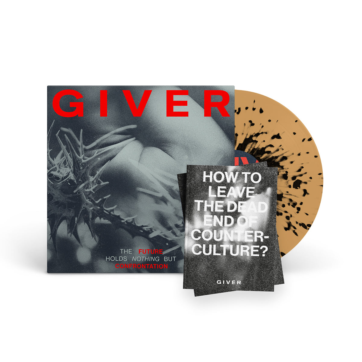 GIVER "The Future Holds Nothing But Confrontation" LP CREAM W BLACK SPLATTER + FANZINE