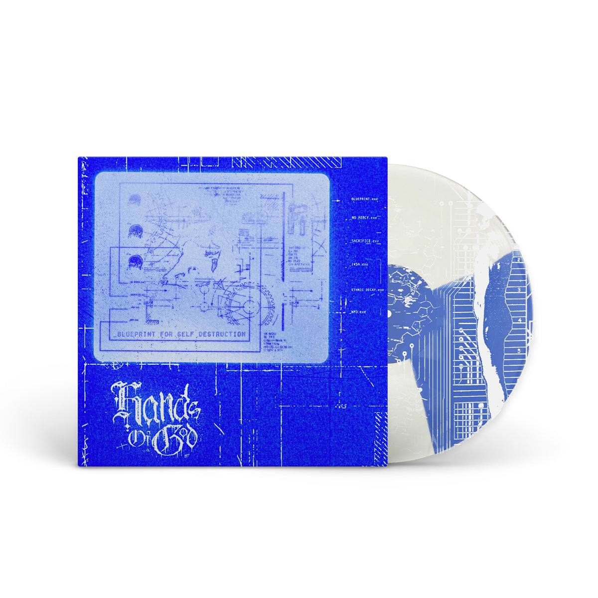 HANDS OF GOD "Blueprint For Self Destruction" LP CLEAR & BLUE W SCREENPRINTED B-SIDE