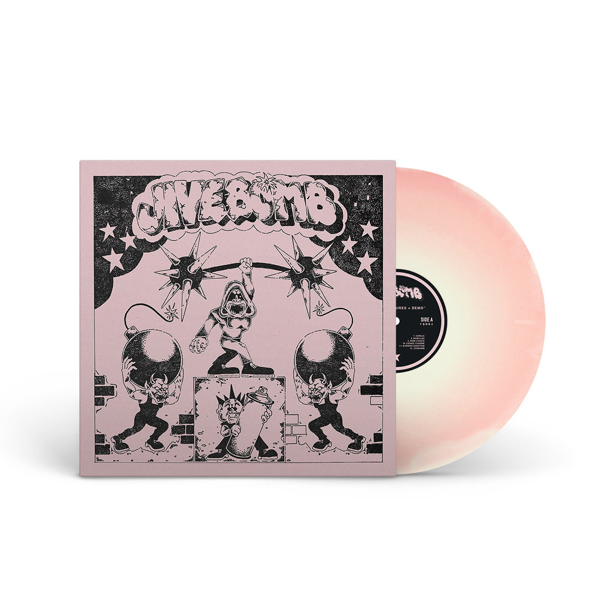 JIVEBOMB "Primitive Desires / Demo" LP BUBBLEGUM PINK WHITE BONE WHITE