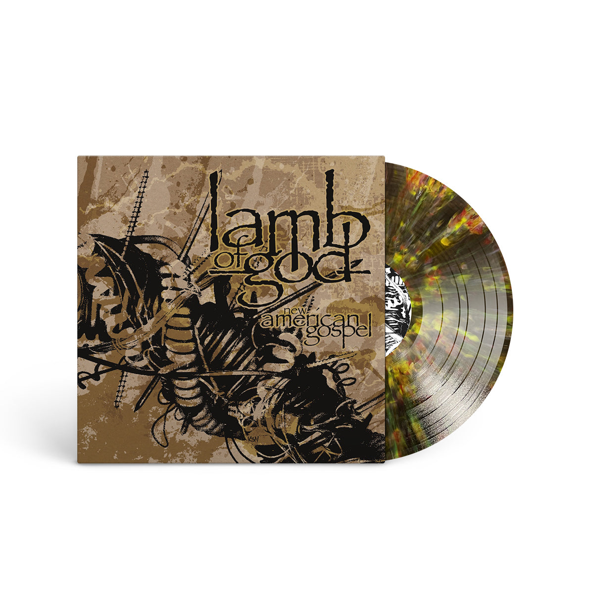 LAMB OF GOD "New American Gospel" LP CLEAR BLACK W WHITE & GOLD SPLATTER