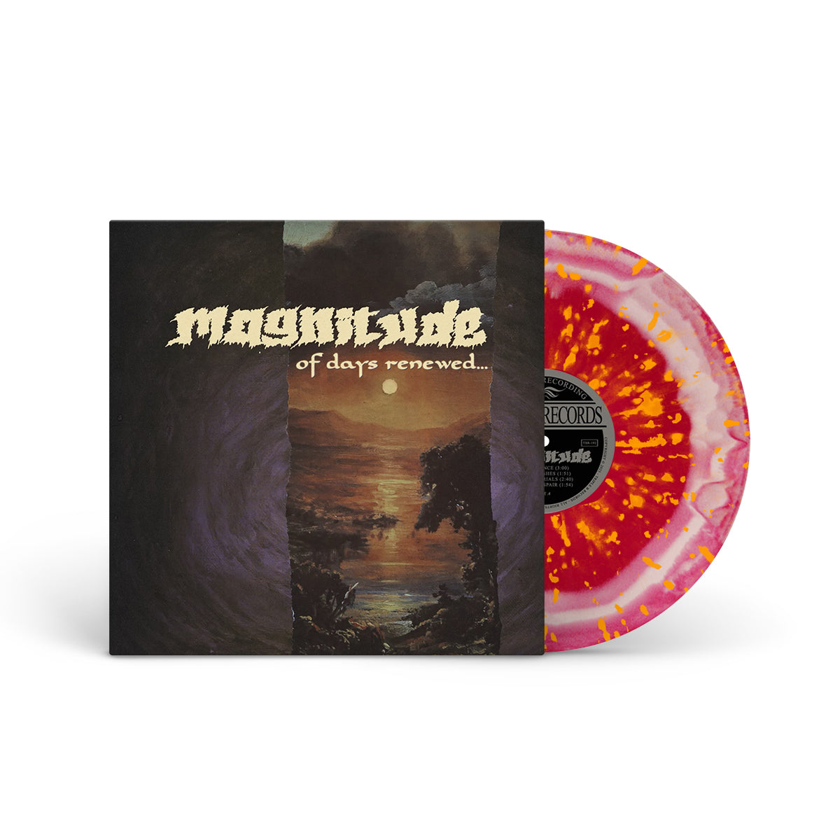 MAGNITUDE "Of Days Renewed..." LP MAROON VIOLET WHITE MIX W NEON ORANGE SPLATTER (EVIL GREED EXCLUSIVE)