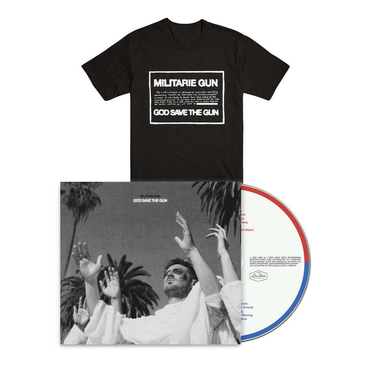 MILITARIE GUN "God Save The Gun" CD + T-Shirt Bundle