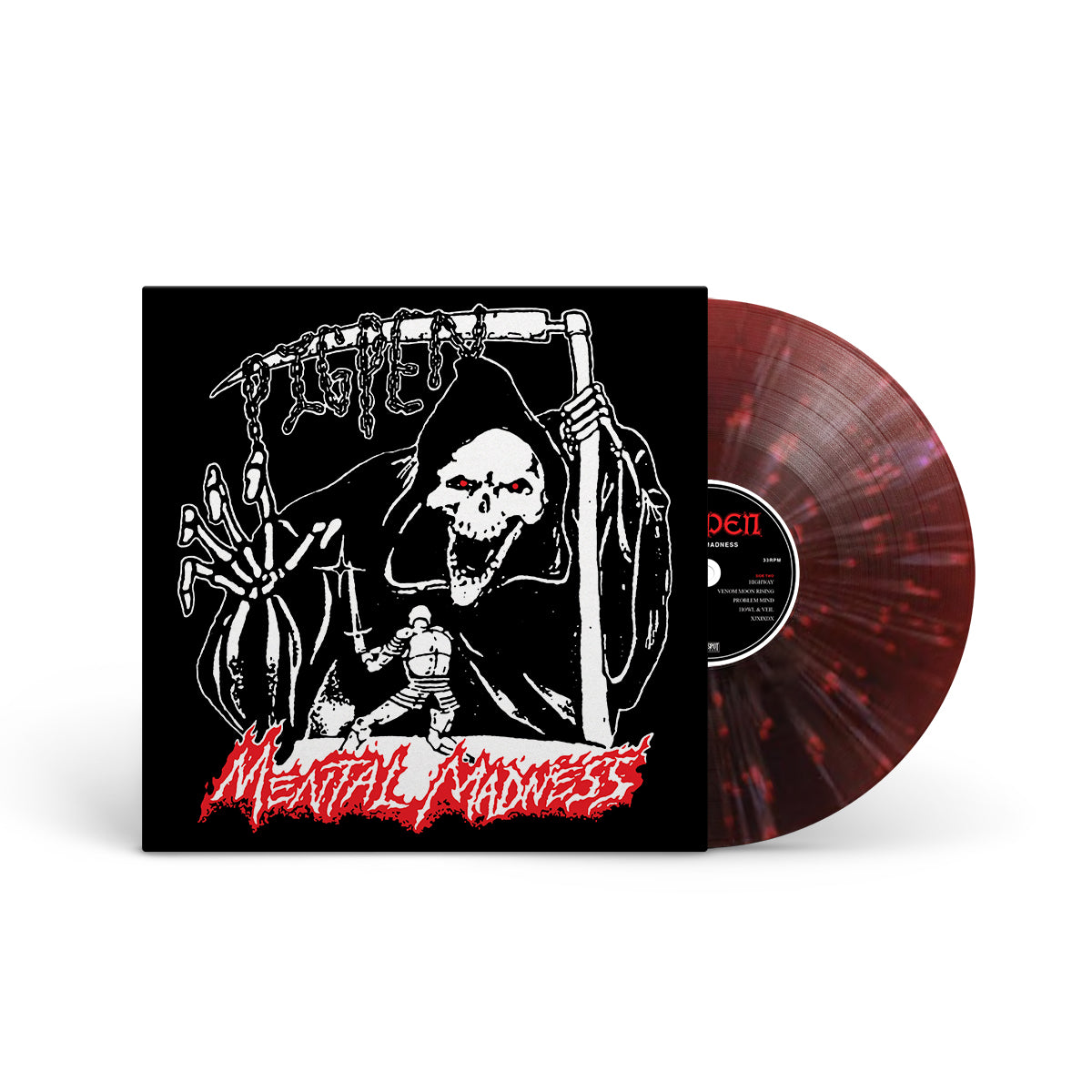 PIG PEN "Mental Madness" LP RED & BLACK MARBLE W PINK SPLATTER