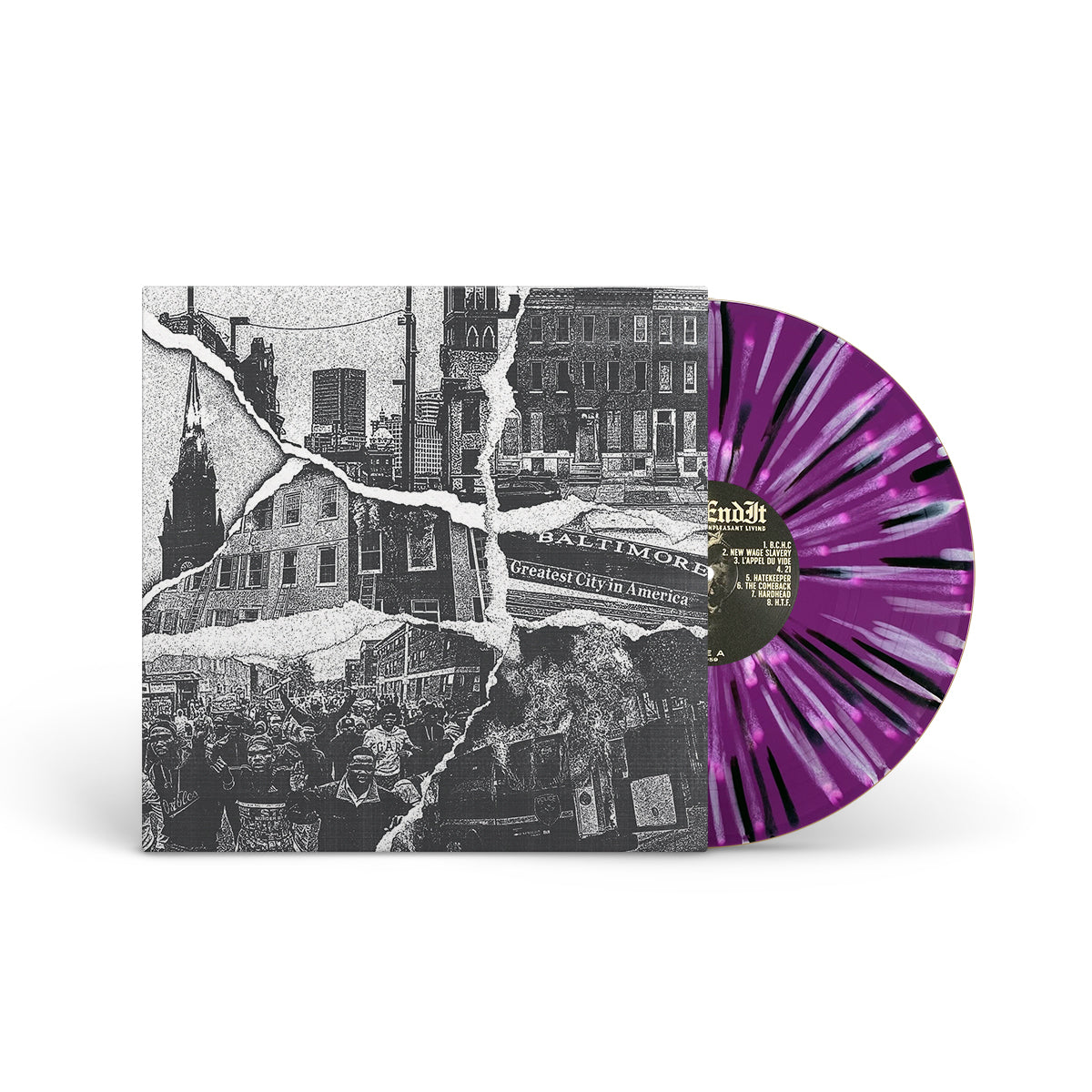 END IT "Unpleasant Living" LP PURPLE W WHITE & BLACK SPLATTER