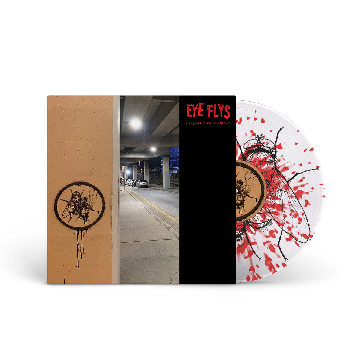 EYE FLYS "Exigent Circumstance" LP CLEAR W RED SPLATTER + SCREENPRINTED B-SIDE
