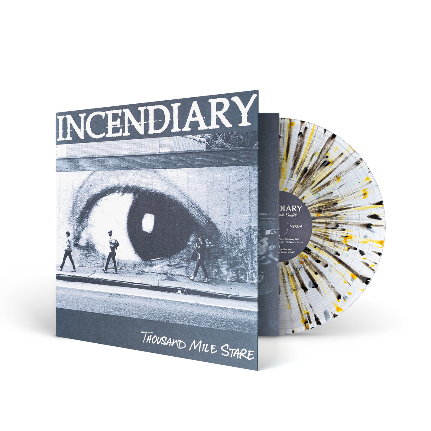 INCENDIARY "Thousand Mile Stare" LP CLEAR W SILVER, ELECTRIC BLUE, ORANGE & BLACK SPLATTER