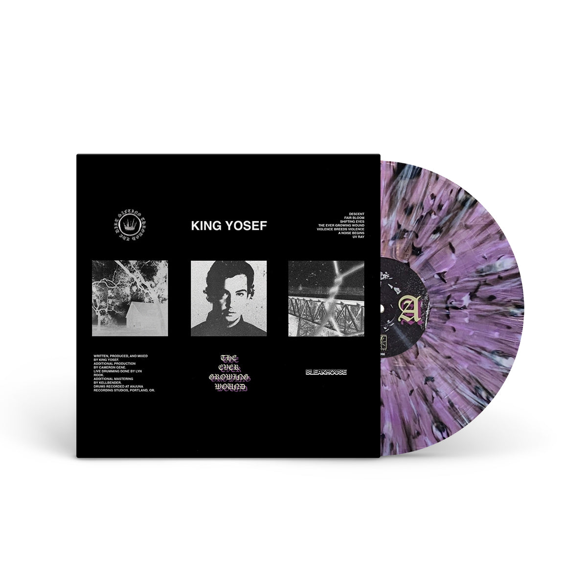 KING YOSEF "The Ever Growing Wound" LP BLACK & WHITE SPLATTER ON TRANSP. PURPLE