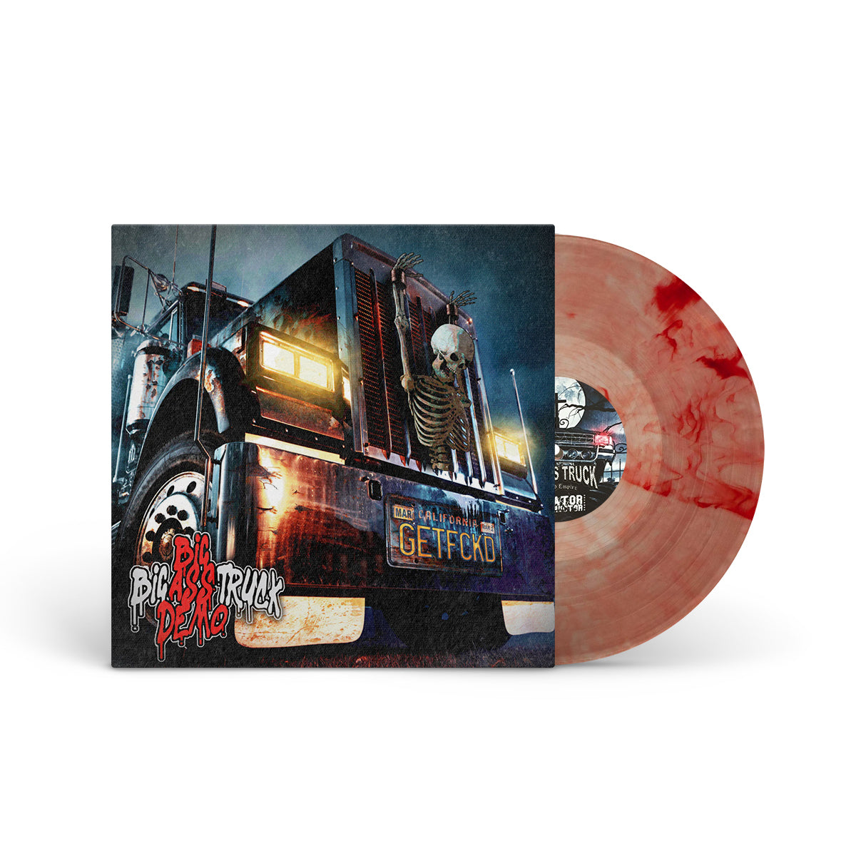 BIG ASS TRUCK &quot;Big Ass Demo + The Fuckin&#39; Promo&quot; LP CLEAR W RED SWIRL