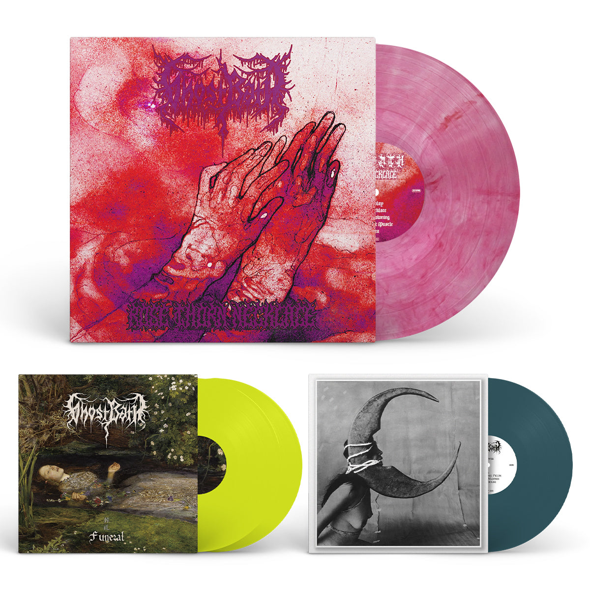 GHOST BATH &quot;Funeral + Moonlover + Rose Thorn Necklace&quot; Vinyl Bundle