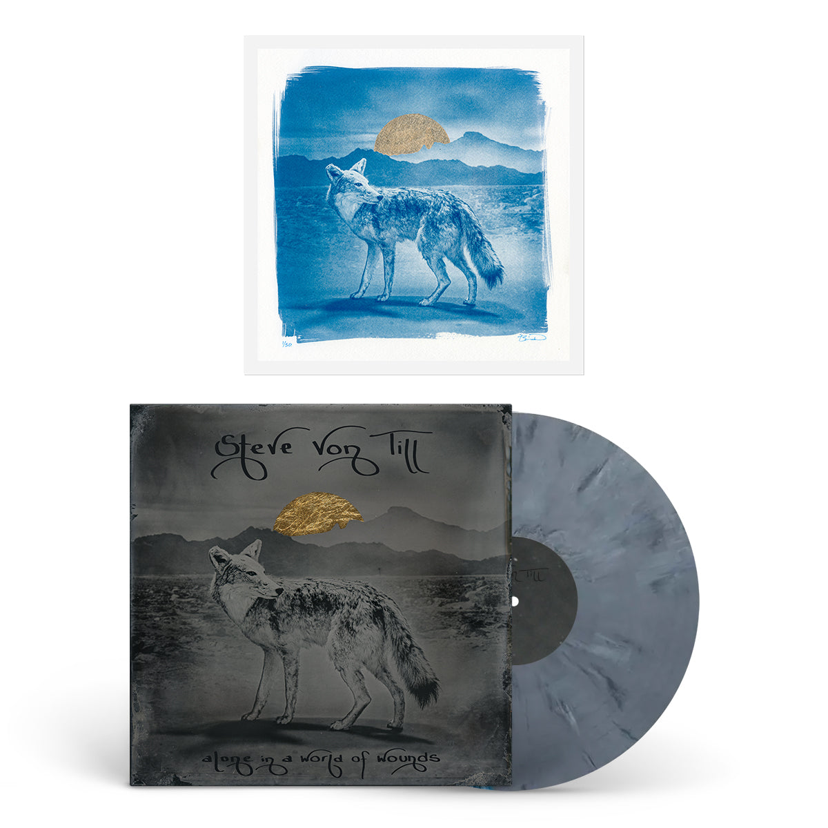 STEVE VON TILL &quot;Alone In A World Of Wounds&quot; LP + Cyanotype Print Bundle GRAPHITE ECO MIX