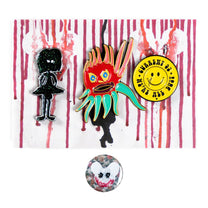 CURRENT 93 "Hallucinate Spins: Channel 1" Enamel Pin Set + Free Button Bundle - Evil Greed
