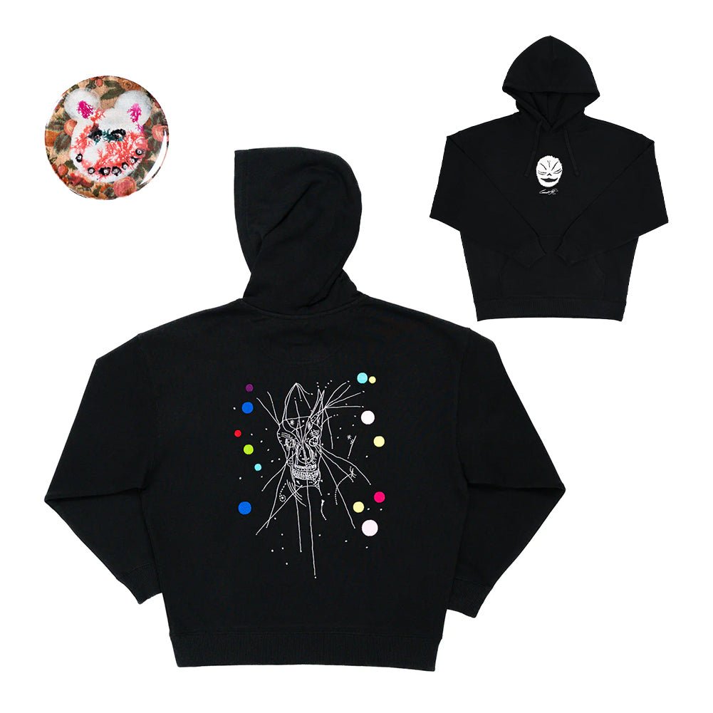 CURRENT 93 "I Am The Last Mask - Embroidered" Hoodie + Free Button Bundle - Evil Greed